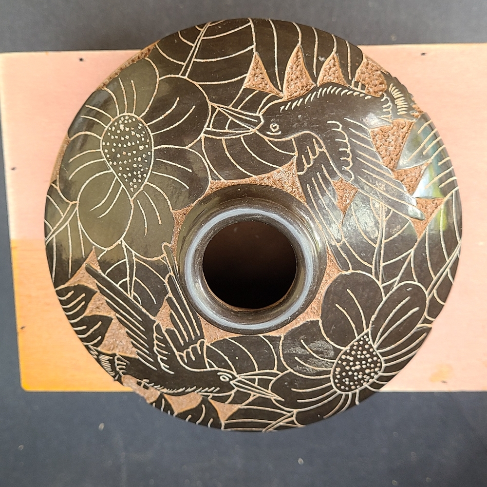 Signed Vintage Mexican Clay  Pottery Vase